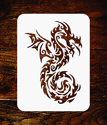 Schablone mit Tribal-Drache, wiederverwendbar, 16,5 x 23 cm, chinesisch, asiatisch, orientalisch