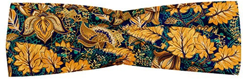 ABAKUHAUS asiatisch Halstuch Bandana Kopftuch, Mittelalterliche orientalische Blumenmotive Exotische Fantasie Garten Themen Osten Muster, Elastisch und Angenehme alltags accessories, Mehrfarbig
