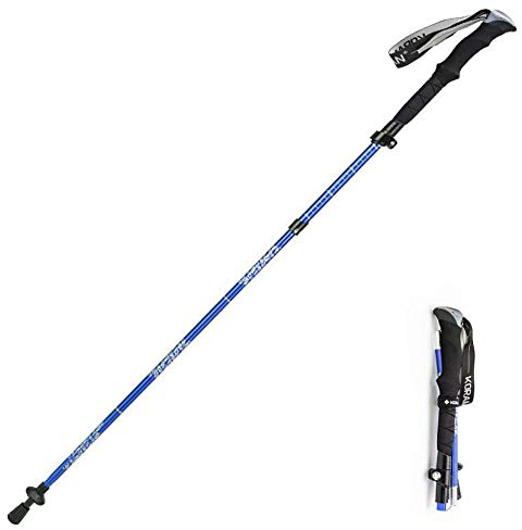 KOSSJAA Faltbare Wandernstöcke Leichte Trekkingstöcke Herren Einstellbare Walking Stöcke Bergsteigen Ultraleicht Wanderstock für Damen 2er Set (A blau 110 cm, 1 pcs)