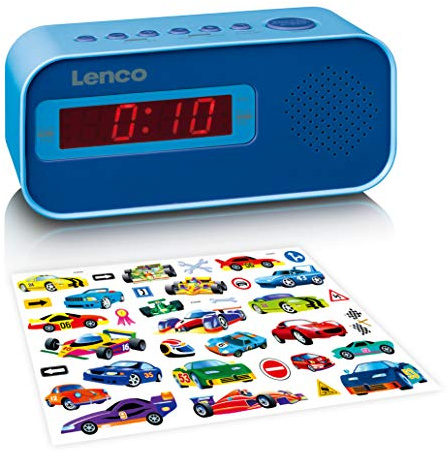 Lenco Kinderwecker Cr-205 - Zwei Stunden Aufwachen - Ukw-PLL-Radio - Schlummerfunktion - Dimmer - Aufkleber - Blau 1 Stück (1er Pack)