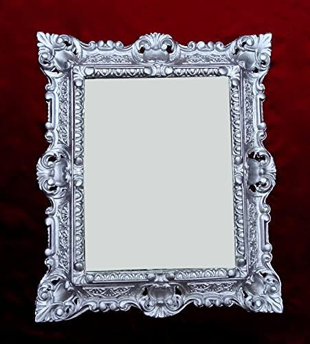Wandspiegel Silber Barock Antik Rokoko 45x38 Flurspiegel Badspiegel Wanddeko Prunkspiegel 3047