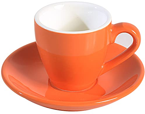 ionEgg Tazza da caffè in porcellana con piattino, tazza da caffè espresso, 80 ml, arancione