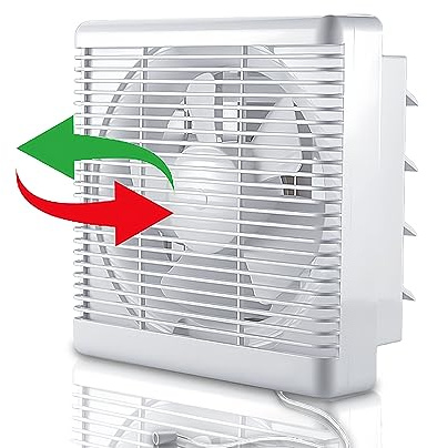 Extractor Fan With Shutter,2 Direction Reversible Strong Air.flow Bathroom Exhaust Fan with Pull Cord,Wall Mounted Two Way Extractor Fan,Ventilation Blower for Salon Attic Window(8 inch / 220V)