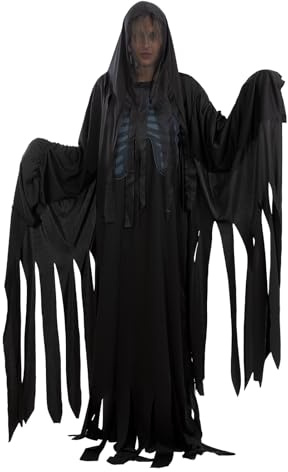 Funidelia Offizielles Dementor Kostüm - Harry Potter für Herren, enthält Umhang, Skelettbrust und Kapuze, Zauberer - Outfit für Erwachsene für Partys, Karneval und Halloween - Einheitsgröße