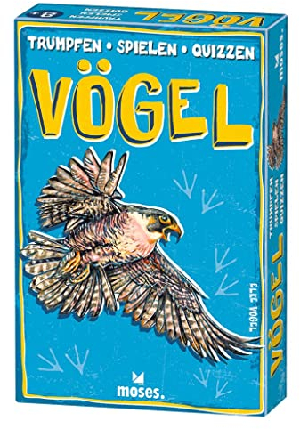 moses. Trumpfen – Spielen – Quizzen Vögel, Trumpf-Kartenspiel für Kinder ab 8 Jahren, 3 in 1 Spielebox mit 50 Spielkarten
