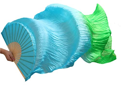 1 Paar/1 Stück Kunstseide Bauchtanz Schleier Fächer Rippen handgefertigt gefärbt Leistung lange Fächer Bauchtanz Kunstseide Fans Figur 24 1 Paar - 210 x 90 cm