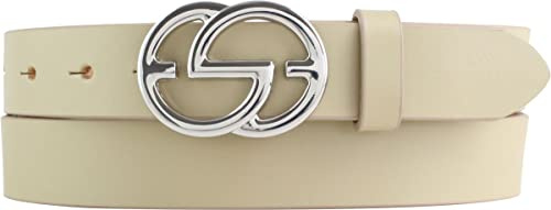 BELTINGER Damen-Gürtel EMIL aus Vollrindleder 3 cm | Schmaler Ledergürtel für Damen 30mm | Silber glänzend