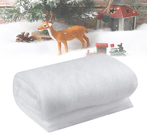 XAVSWRDE 1 PCS Christmas Snow Blanket 31.5Inch x 7.9 Feet White Artificial Snow Blankets Fluffy Fake Snow Cover Blankets Soft Faux Snow Blanket Roll Snow Sheet Carpets for Xmas Village Backdrop Decor