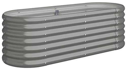 Festnight Jardineras Exterior Grandes Camas de Jardín Elevadas Jardín, Plantas, Vegetales, Hierbas, Maceteros Exterior Elevados Metálicos Resistente al Agua y Óxido, 114x40x36cm, Gris