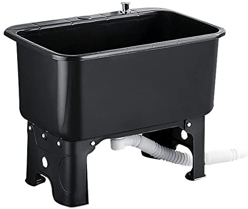 Utility Mop Sink Laundry Tub Slop Sinks with Drains, PP Material Floor Mop Sink for Restaurant, Business (40cm(15.7in),Black)
