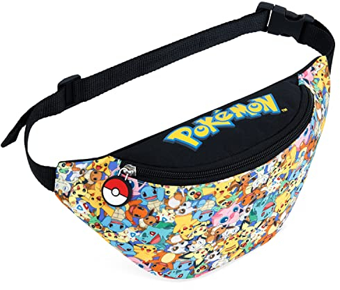 Pokemon Bauchtasche Kinder - Gürteltasche Kinder - Pikachu Reisetasche für Reisen Sportschule Pokemon Geschenke für Jungen Bauchtasche Mädchen und Jungen - 26.5 X 15 X 7.5 cm (Multi)