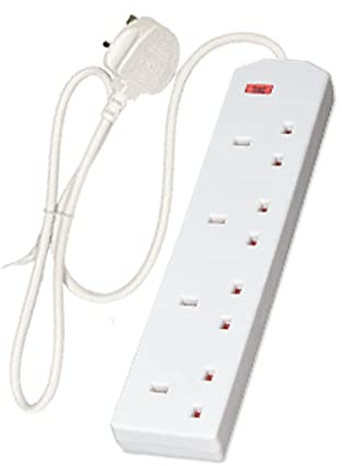 1ABOVE 4 Gang Way 1m Power Adapter, Multi Socket Mains Strip White Extension Lead UK Pin Plug and Cable, (4 GANG 1M, WHITE)