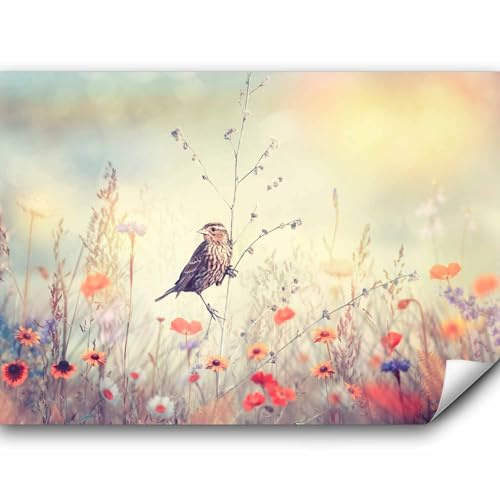 murando - Fototapete Premium-Vlies Blumen Vogel, 350x256 cm, Schlafzimmer | Premium-Vliesstoff, Full HD Druck, hochwertige Verarbeitung fürs Wohnzimmer, schnelle Montage, lichtbeständig, geruchsfrei