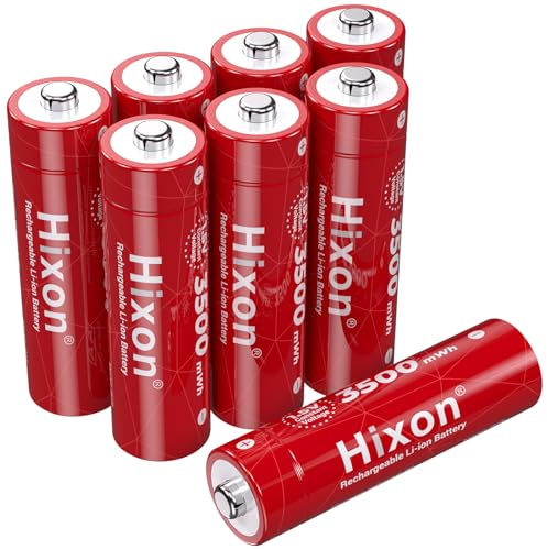Hixon Wiederaufladbare Lithium AA Akku, Neue Niederspannungs-Erinnerungsfunktion, 3500mWh 1,5V konstant, 8 Stücke Langlebige Wiederaufladbare 1,5V AA Batterien