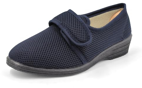 JOMIX Pantofole Donna Estive Ciabatte da Anziani con Strappo Scarpe Lavabile in Lavatrice da Casa ITD1892 Blu 38