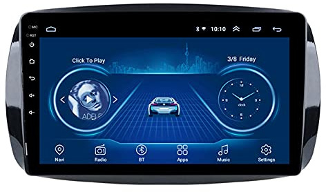 ZCHBSM Autoradio Android Car Stereo Ricevitore Radio per Auto Navigazione GPS-Applicabile per Ben-z Smart Fortwo 2016-2018, Touch Screen da 9 Pollici, Controllo del Volante