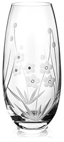 DIAMANTE Swarovski 'Marigold' Vase - Hand Cut Flowers Floral Pattern Barrel Crystal Glass Mother's day Vase with Swarovski Crystals - 25cm