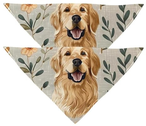 Hundehalstuch, Motiv: Golden Retriever, waschbar, Dreieckstuch für kleine, mittelgroße und große Hunde, Katzen, Haustiere, 2 Stück