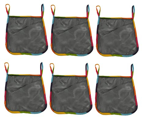 VICASKY 6 Stück Multifunktionale Schwarze Hängende Kinderwagentaschen aus Mesh Gewebe mit Großer Kapazität zur Organisierten Aufbewahrung von Windeln und Zubehör Am Kinderwagen