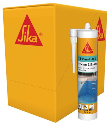 SIKA - Silicone Piscine et Bassin - SikaSeal-163 - Blanc - Carton 12x300ml | Joints de piscines et zones immergées - Résistant au Chlore