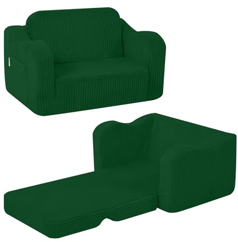 MeMoreCool Cord Canapé pour enfant, fauteuil de relaxation pour bébé, mini canapé pour coin douillet, chambre d'enfant, canapé pliable pour garçons et filles de 1 à 3 ans, vert