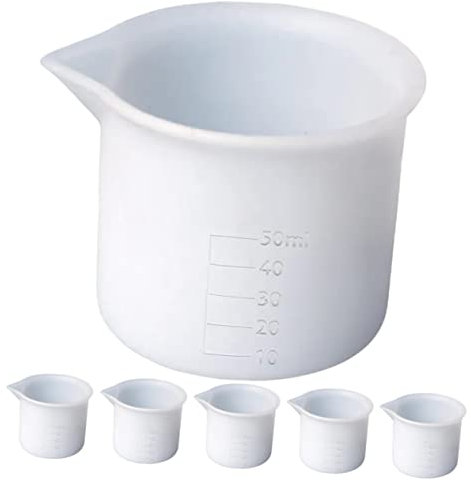 Gatuida 6pcs Silicone Measuring Cups Reusable Epoxy Mixing Cups for DIY Resin Crafts Scaled Silicone Tools with Pointed Mouth Design for Art Projects and Gift Giving