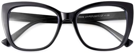 SKYWAY Übergroße Blaulichtfilter Brille Damen, Mode Große Cat Eye Blaulicht Brille ohne Stärke Quadratische Blue Light Glasses Computerbrille mit Federscharnier