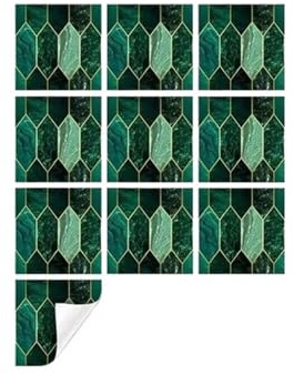Adesivi for piastrelle Adesivo da parete in vinile for soggiorno Cucina Bagno Toilette Bar Decorazioni for la casa moderne di lusso Piastrelle adesive in PVC con marmo dorato verde per bagno, cucina(S