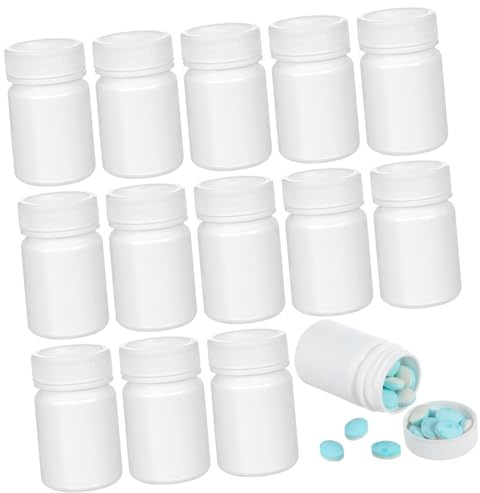 Holibanna 20 Stück 50 Ml Weiße Tabletten Dose aus Polyethylen mit Spiralstruktur Tragbare Pillendose mit Genug Platz für Unterwegs und Geschenk