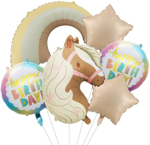 6 Stück Deko Luftballons Pferd, XXL Folienballons Pferde, Ballons Pferd Deko Geschenke für Geburtstag Party Dekoration