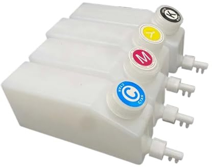 WYNAnGAI Cartouche d'encre cmjn 500ml, réservoir Vide à Double Sortie, Encre à solvant écologique, Compatible avec Les imprimantes DTF Compatible avec la Circulation de l'encre, réservoir Blanc