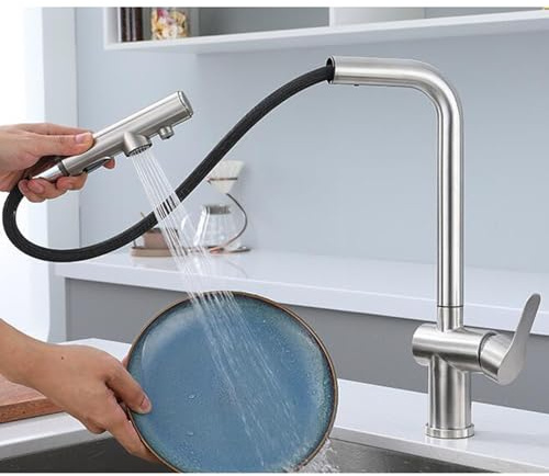 Grifo Osmosis 3 Vias Extraible Acero Inoxidable Cepillado Grifo 3 Vias Osmosis Extensible Girando-Cepillado
