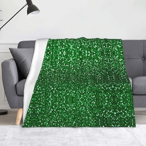 JBYJBX Coperta in flanella anti-pelucchi con paillettes verdi, leggera, da viaggio, decorazione per la casa, idea regalo
