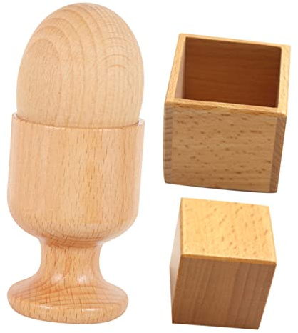 UPKOCH Juguetes Sensoriales de Madera para Ñiño, 2 Juegos Huevos Encajables y Huevera, Superficie Suave y Estructura Estable para Desarrollo Mano-Ojo