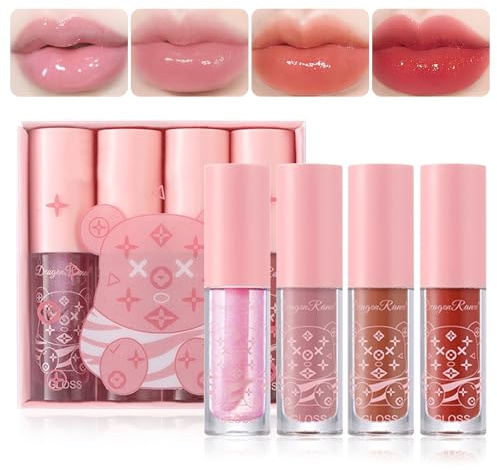 GYMMFK Lip Gloss Sets for Teenage Girls,4 Pcs Lip Gloss Set Hydrating Lipgloss Set for Teen Gifts