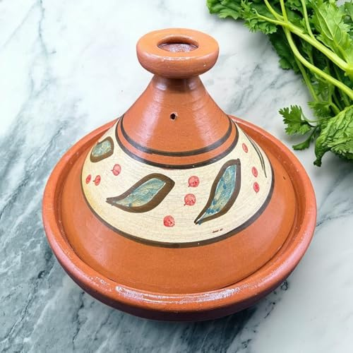 Tajine XL 35 cm Terracotta Hand Painted - Traditional Moroccan/Tunisian Pot + Free Ebook 3107251039