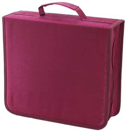 ZEPFJHE Portatile Grande Cassa di Immagazzinaggio Del Disco per Musica Film Gioco 256/384 Capacità Tessuto Non Tessuto Organizzazione Supporto Leggero, Rosso rosato, 384 pieces