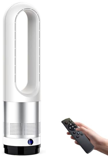 LSQXSS Ventilador de torre de 1400 W, con función de frío y calor,sin aspas,56 cm de alto,circulación de aire oscilante,viento ajustable y temporizador inteligente para dormir, trabajar y estudiar