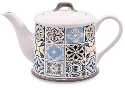 Maestro Holiday in Porto Ceramic teapot 800 ml | Elegant azulejos Pattern | Coffee and Tea Service | Heat Retention | Decorative Accessory for Kitchen or Table