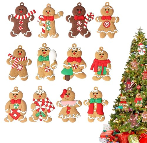 UIEXAY 12 Stück Weihnachtsbaumschmuck, Christmas Decorations, Weihnachtsbaumschmuck zum Aufhängen, Charms, Christbaumschmuck Anhänger Deko Wichtel Figuren