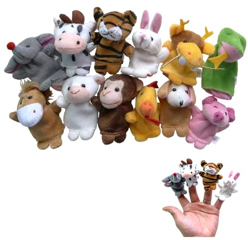 12 stycken fingerdockor plysch djur fingerdockor barn små djur fingerdocka 12 stil djur mini plysch figurer för födelsedag barn dop baby party
