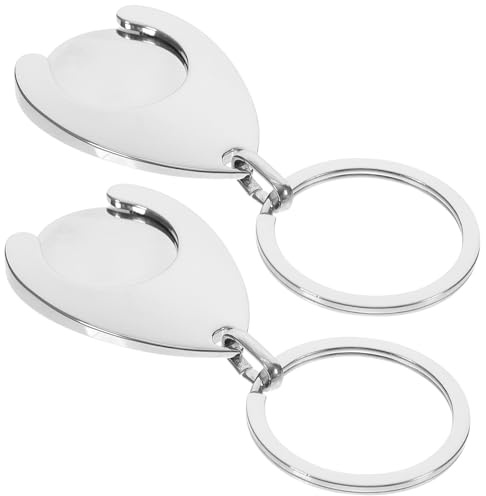 LOEFLIFA 2pcs Metal Trolley Tokens Keychain Portable Shopping Cart Coin Key Ring Lightweight Rust-resistant Key Holder Ornament for Supermarket Use