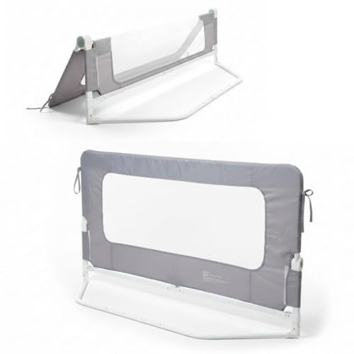 BATHBY Barandilla de Seguridad para Cama 150 cm | 10 Alturas Ajustables | Panel Transparente | Sistema Plegable para Bebés y Niños | Protección Anticaídas Compatible con Todo Tipo de Colchones