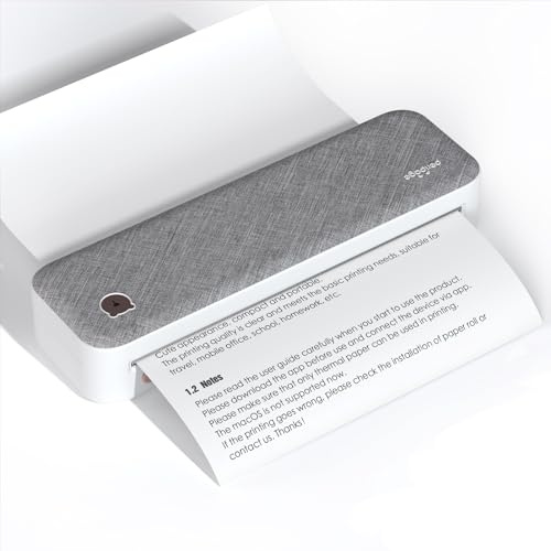Bisofice Kabelloser Thermodrucker A4 mobiler drucker mit USB- und Bluetooth-Anschluss, inklusive Einer Rolle Thermopapier, unterstützt 2''/3''/4''