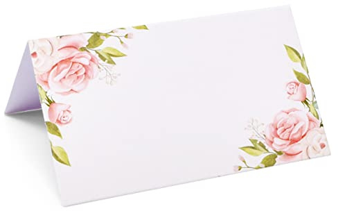 Tazuxetuqe Boutique Cartes De Place Florales Rose Pivoines Papier Rose Décoration De Table Mariage Cartes De Nom Siège Pliées en Triangle pour Baptême Célébrations Nuptia