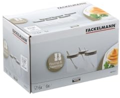Fackelmann 4665250 Lot de 6 moutardiers avec cuillères, moutardier, Pot à Moutarde, Acier Inoxydable, Verre, 6 x 4,5 cm, Transparent, INOX