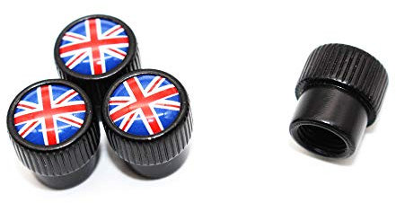 4 Teile/Satz Auto Styling Zink-Legierung England Nationalflagge Autoreifen Ventilkappen Rad Reifen Vorbau Luftkappe Luftdichte Abdeckungen (Rot Blau) (Schwarz)