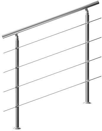 Monzana Ringhiera per scale acciaio 120cm 4 traverse interno esterno corrimano da parete parapetto