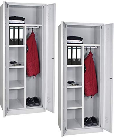 BRB 2X Mehrzweckschrank aus Stahlblech, mit Sockel, BxTxH 600x500x1800 mm, lichtgrau RAL 7035