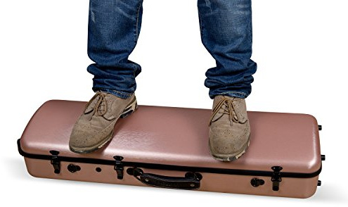 Crossrock Carbon Composite Oblong 4/4 Violin Case | Flight-Ready Protection, Suspension Padding, Hygrometer, Backpack Straps- Rose Gold(CRF4020OVRG)